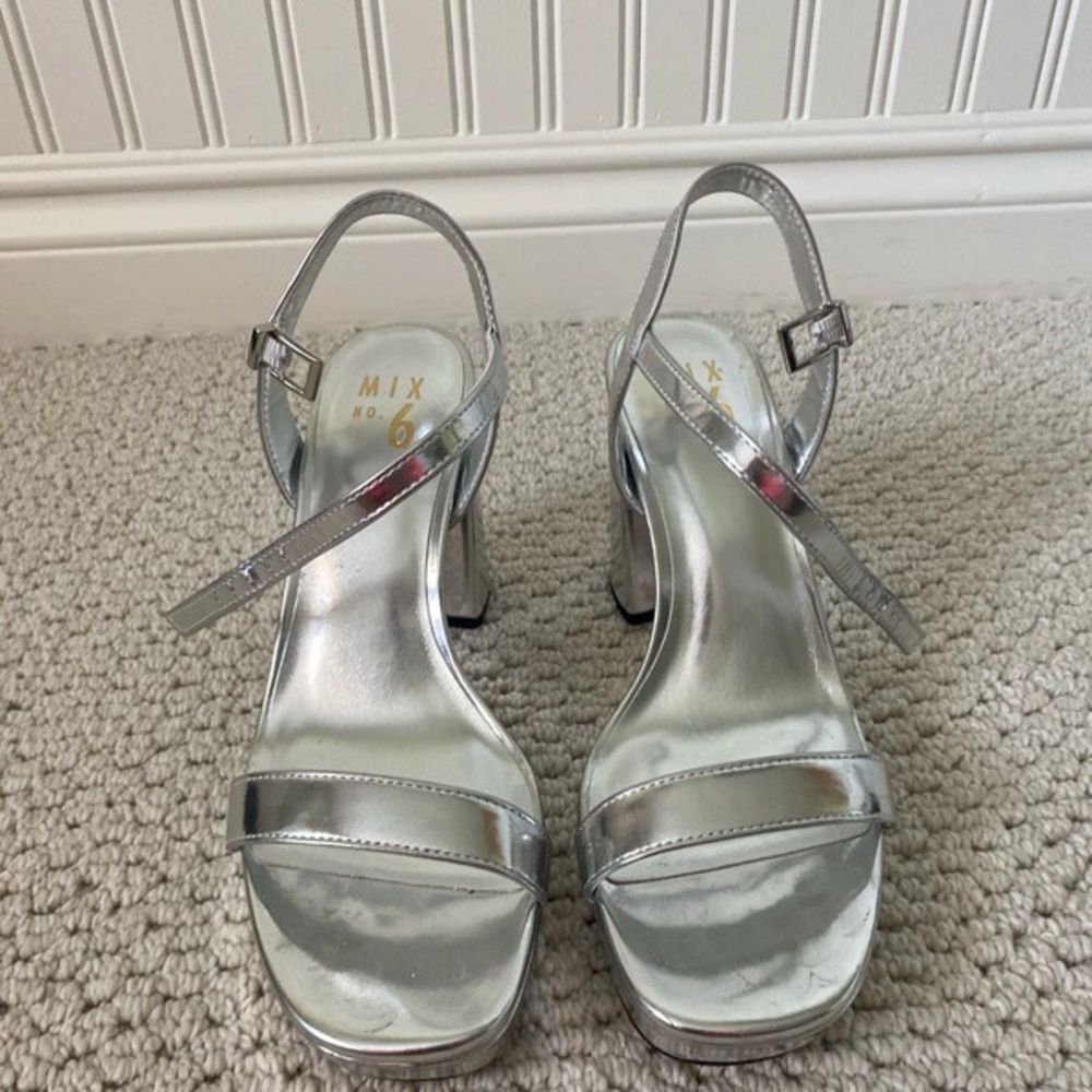 Mix No. 6 Silver Metallic Strappy Heels